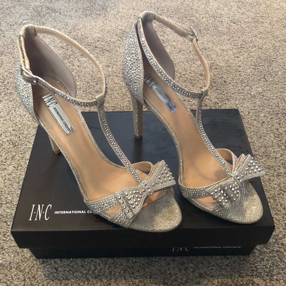 INC silver studded heels